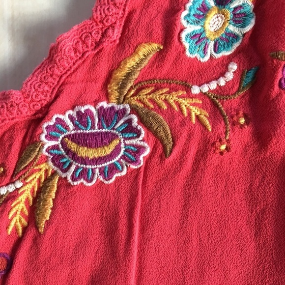 Red Embroidered Halter Dress - Picture 3 of 6